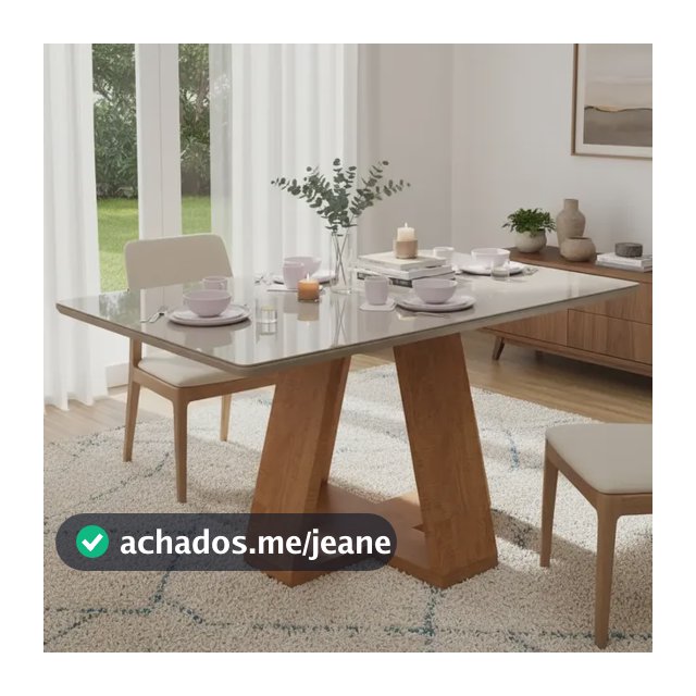 Mesa De Jantar Ágata 120x80 Tampo Off C/ Vidro Pés Perola