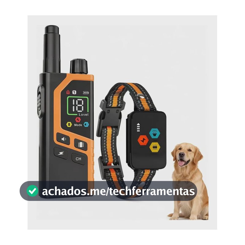 Coleira Eletrônica Pet Adestramento Anti-latido Recarregável Preto