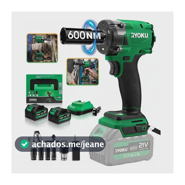 Chave De Impacto 21v Brushless Com 2 Baterias Sem Escova Verde 127/220v