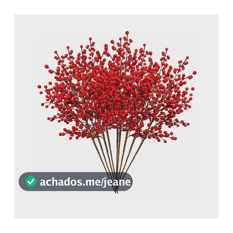Kit 10 Pick Azevinho Galho Cereja Palito Natalino Enfeite Decoração Árvore de Natal LuvinCo