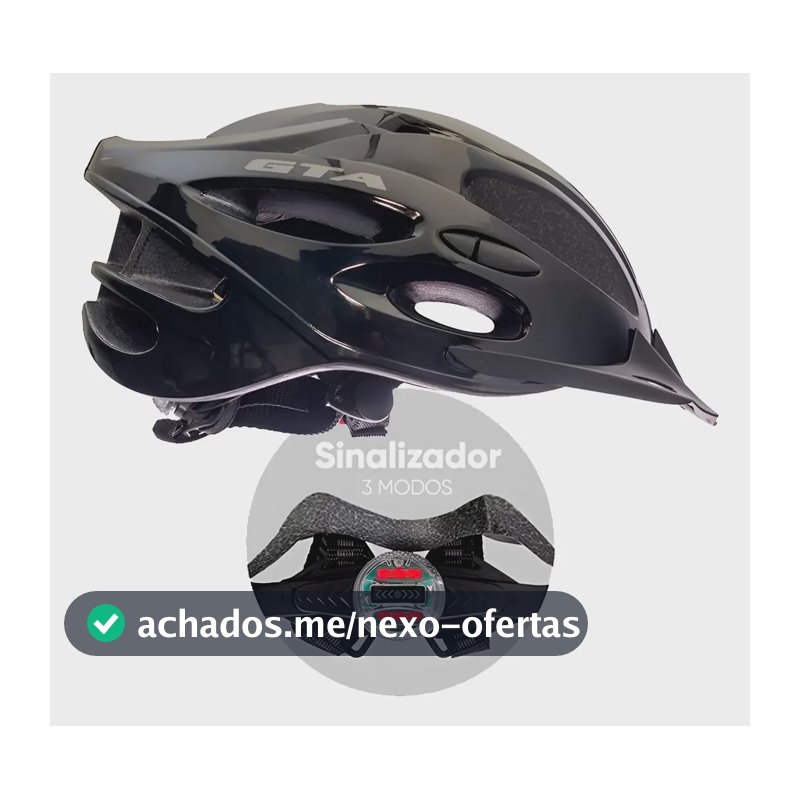 Capacete Gta Start Pisca Led Sinalizador Ciclismo Mtb Bike Preto M (54 À 58cm)