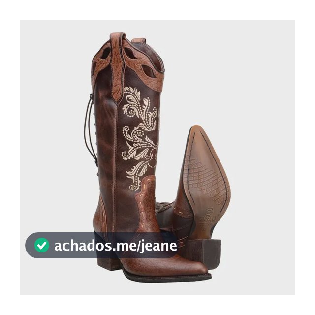 Bota Texana Country Cano Longo Feminina Bordada Couro Bovino