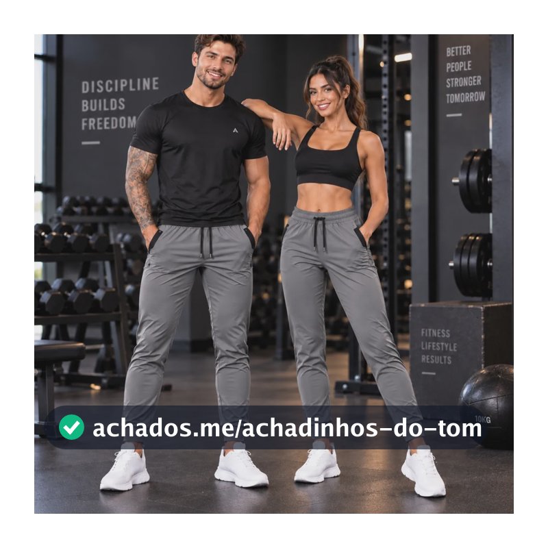 Calça Academia Poliamida Elastano Jogger Esportiva Masculina Cinza Liso G