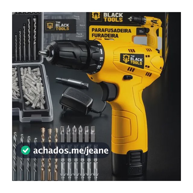 Furadeira Parafusadeira 12v + Jogo 270 Peças The Black Tools Amarelo 110v/220v 60hz