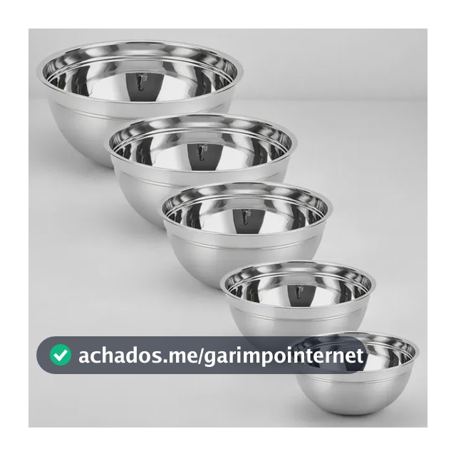 Kit Com 5 Tigelas Bowls Em Aço Inox De Excelente Qualidade Cromado