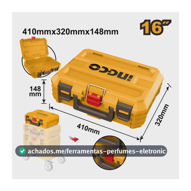 Caixa De Ferramentas Empalhável 16pol Pbxs101 Ingco Laranja