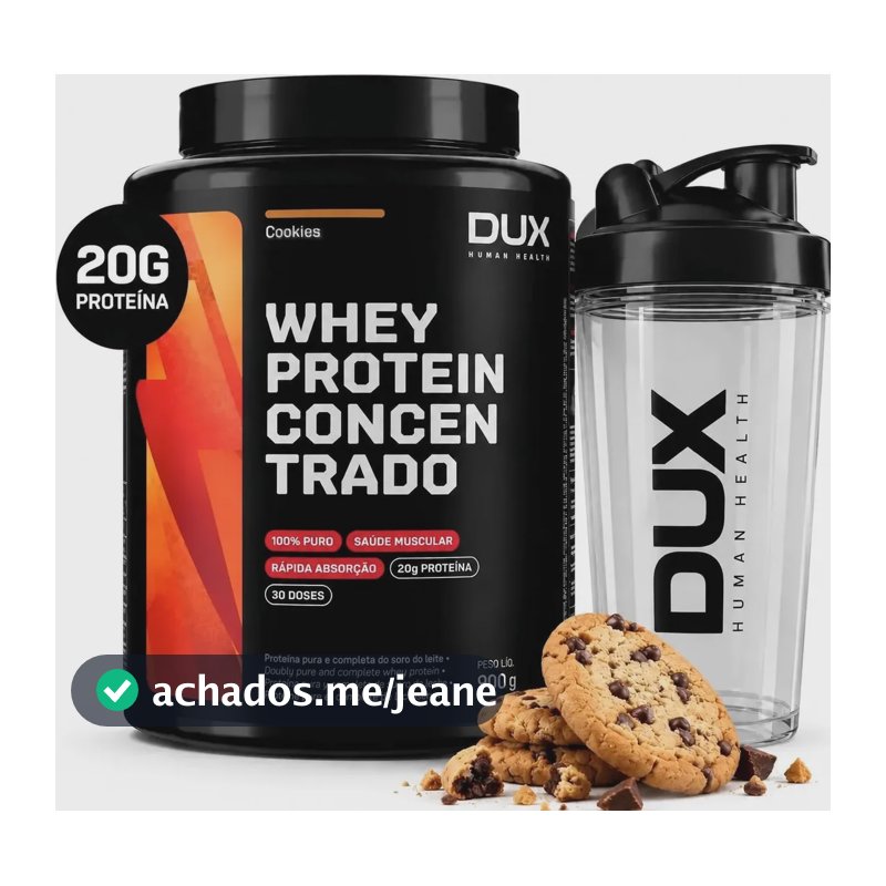 Whey Protein 100% Puro Dux Pote De 900g Concentrado Cookies Cookies