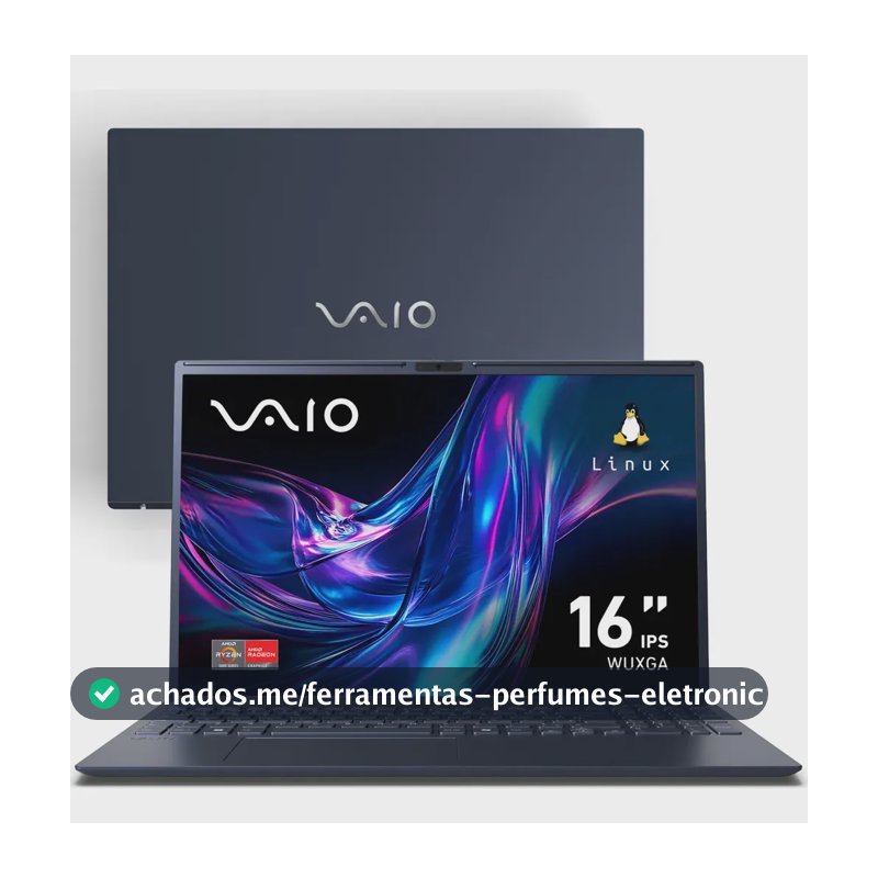 Notebook VAIO FE16 AMD Ryzen 3-7330U Linux 8GB RAM 256GB SSD 16" IPS Full HD Antirreflexo - Permite expansão de RAM e SSD - Cinza Grafite