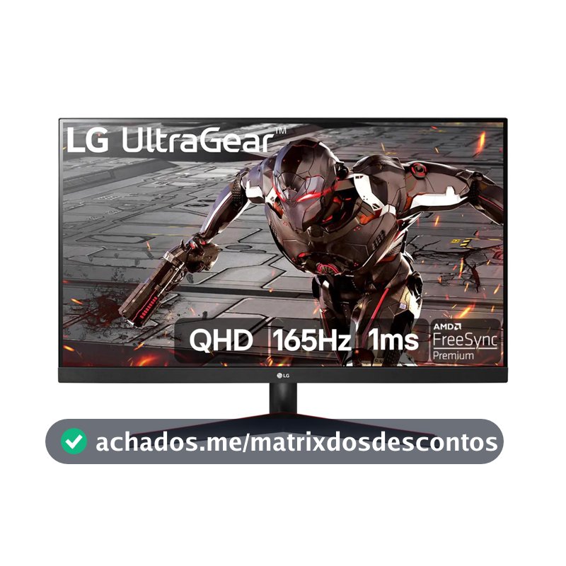 LG UltraGear Monitor Gamer 32"- VA 165Hz 1ms (MBR) QHD 2K (2560x1440) HDR10 AMD FreeSync, Preto - 32GN600