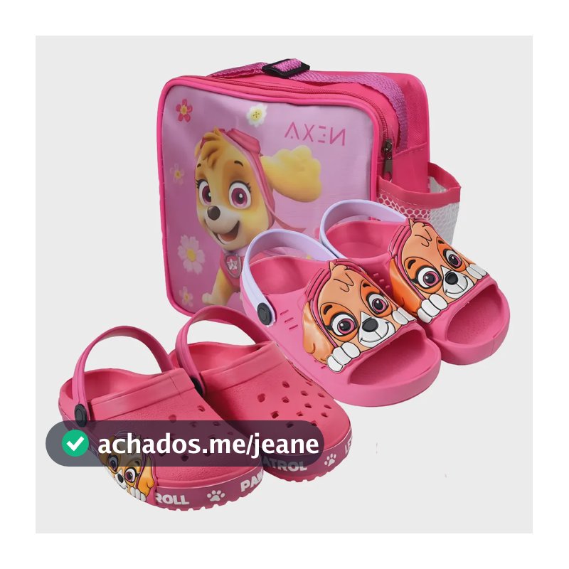 Babuche Infantil Chinelo Patrulha Sandália Slide Leve Kit 2 Fc+bn21 Rosa Pc 24.25 Br