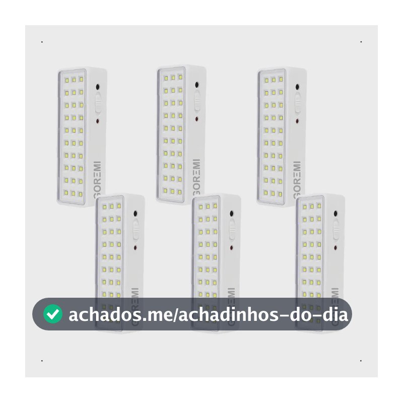 6 Luminária Emergência Lâmpada 30 Leds Recarregável Bivolt Branco-frio