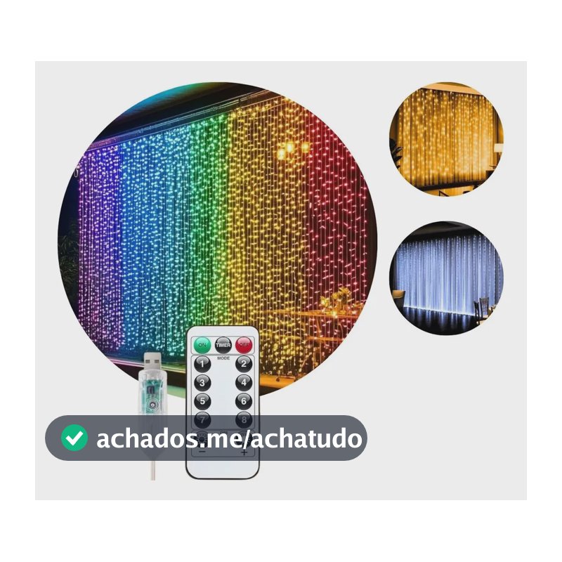 Pisca Cortina 300 Leds 3x3m Usb Ip44 8 Modos Iluminação Luzes Fada Decoração De Natal Festa Colorido Luvinco