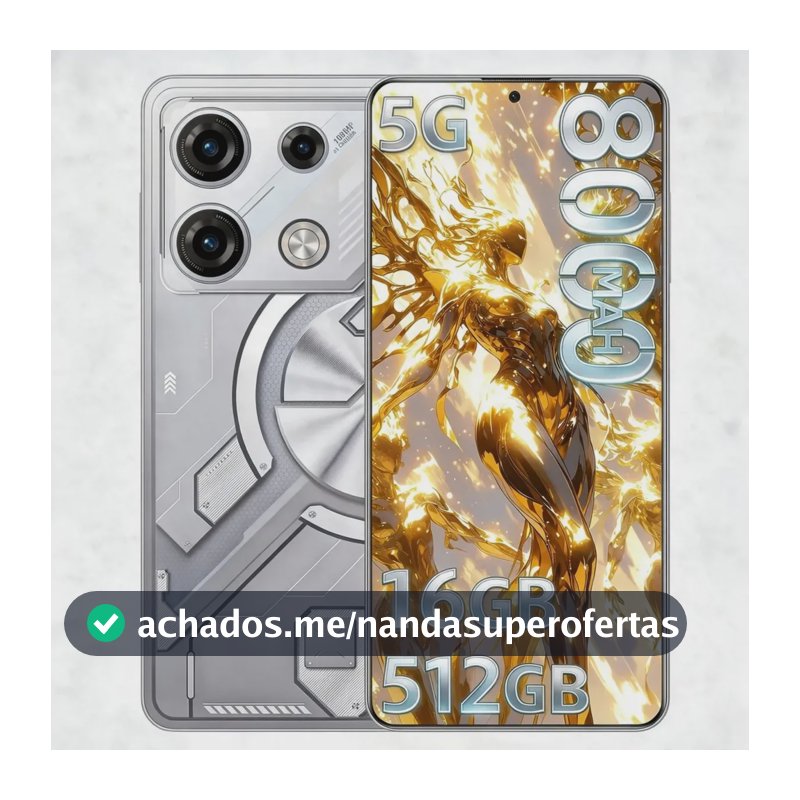 Smartphone Celular Gamer Gt10 Pro 5G 512GB ROM 16GB RAM Dimensity 9400 Android 16 Tela AMOLED 6,82 Polegadas 120Hz Câmera 108MP + 32MP Bateria 8000mAh Bluetooth 5.4, Dual SIM, Wi-Fi 6, NFC