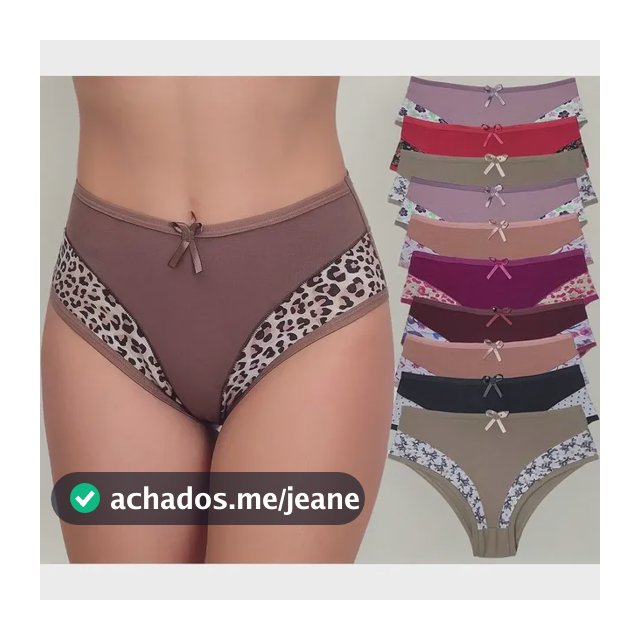 Kit 5 Calçolas Cotton Algodão Cintura Alta Plus Size Ct004