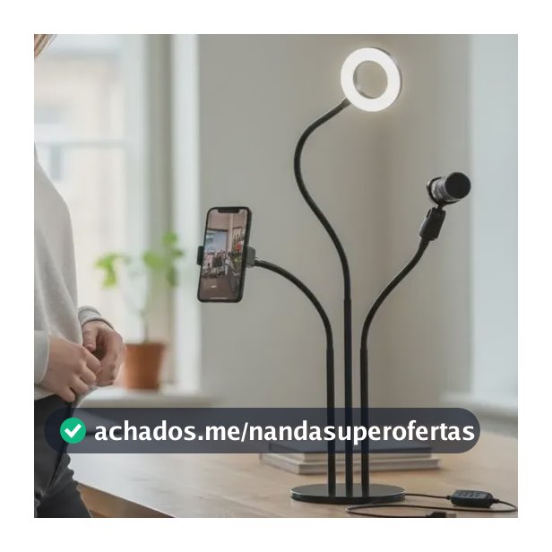 Ring Light Iluminador Led Suporte Celular Mesa Tiktok 3x1 12v Preto Branco-frio/branco-quente