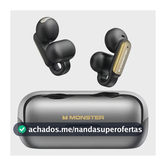 Fone de Ouvido Monster E62 Open-Ear Bluetooth, com Cancelamento de Ruído e Microfone