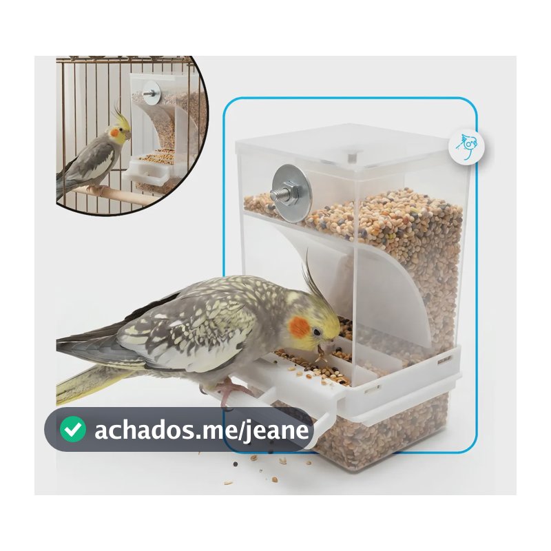 Comedouro De Sementes Para Calopsitas Automatico Fim Sujeira