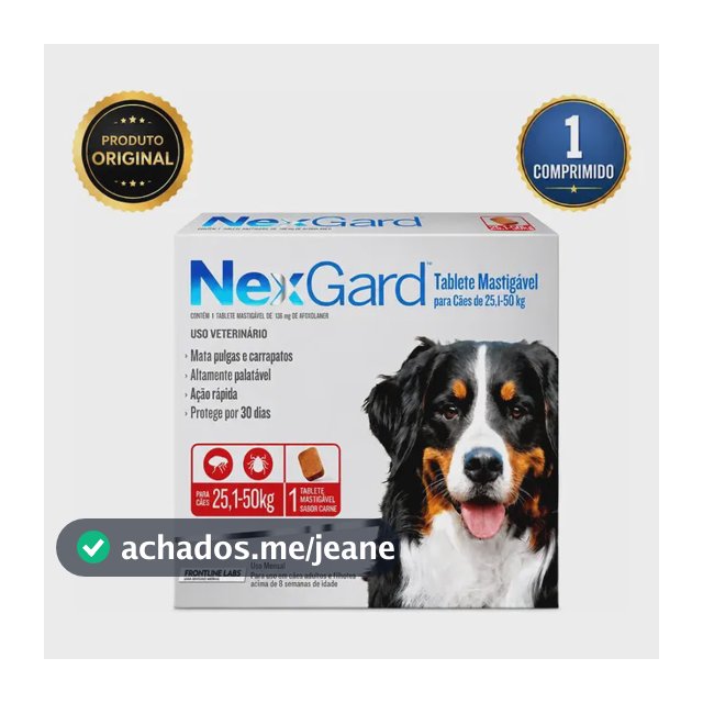 Nexgard Antipulgas Carrapatos Cães 25,1 A 50kg 1 Comprimido Vermelho