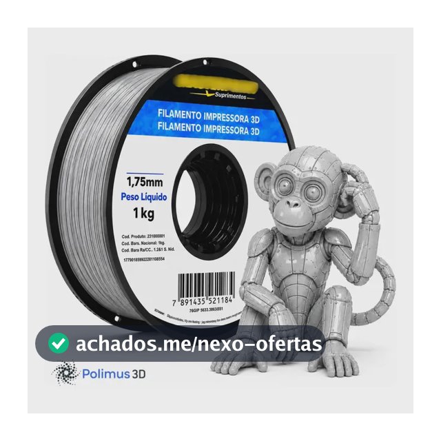 Filamento De Impressão 3D PETG Cor Cinza 1kg Masterprint Brilho Premium Para Imprimir Peças 3D Impressora 3D Modelagem Miniaturas Enfeites e Projetos By Polimus 3D