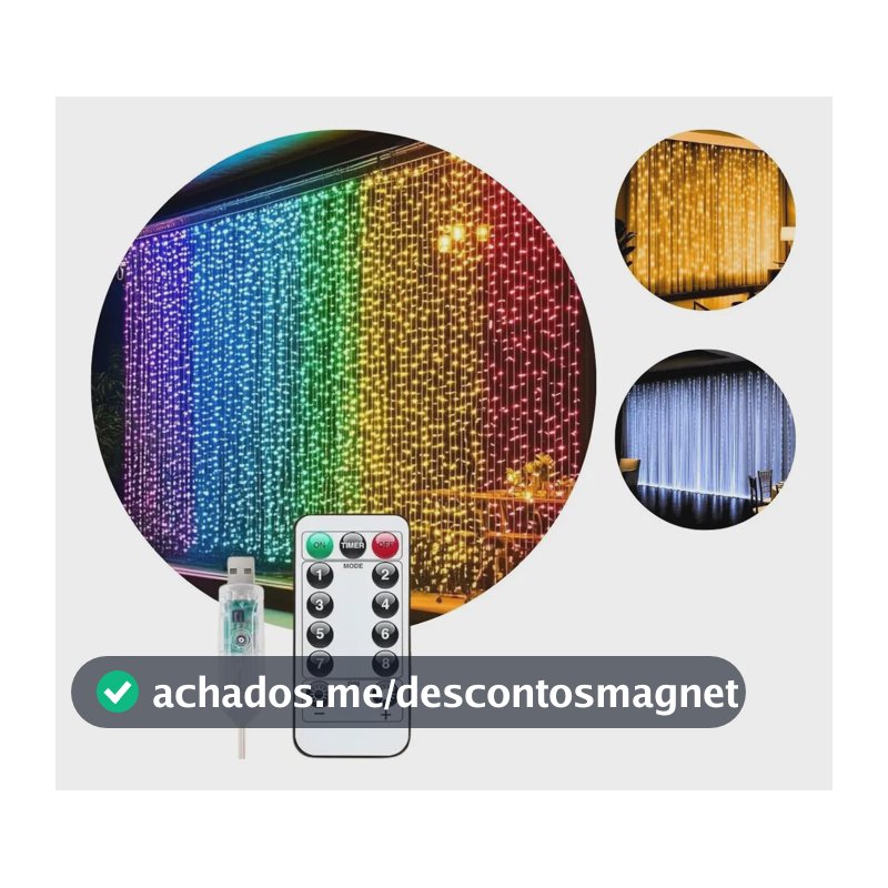 Pisca Cortina 300 Leds 3x3m Usb Ip44 8 Modos Iluminação Luzes Fada Decoração De Natal Festa Colorido Luvinco