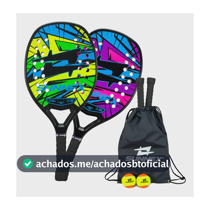 Kit Com 2 Raquete Beach Tennis Sunnex De Fibra + Carbono