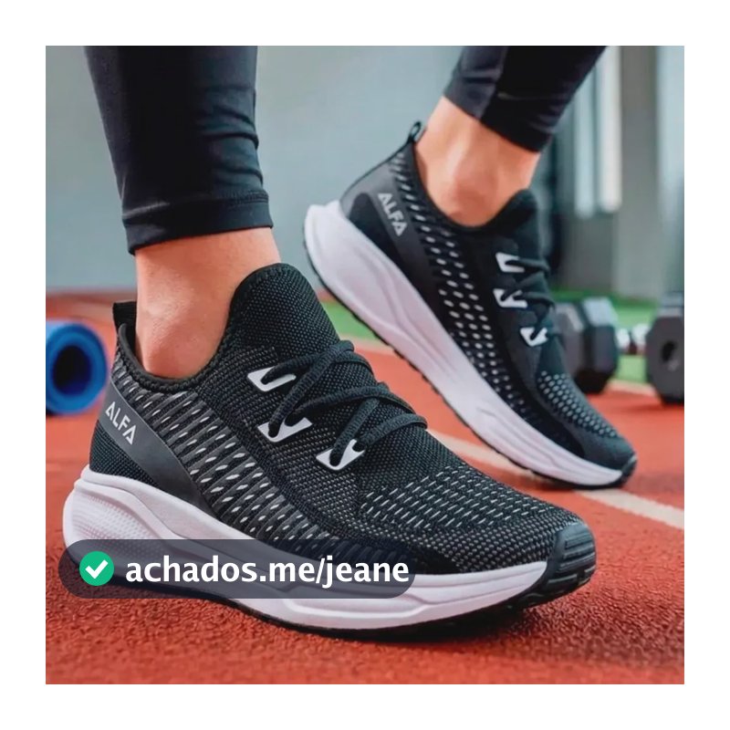 Tênis Feminino Academia Casual Confortável Mega Promoção Preto 34,0 Br