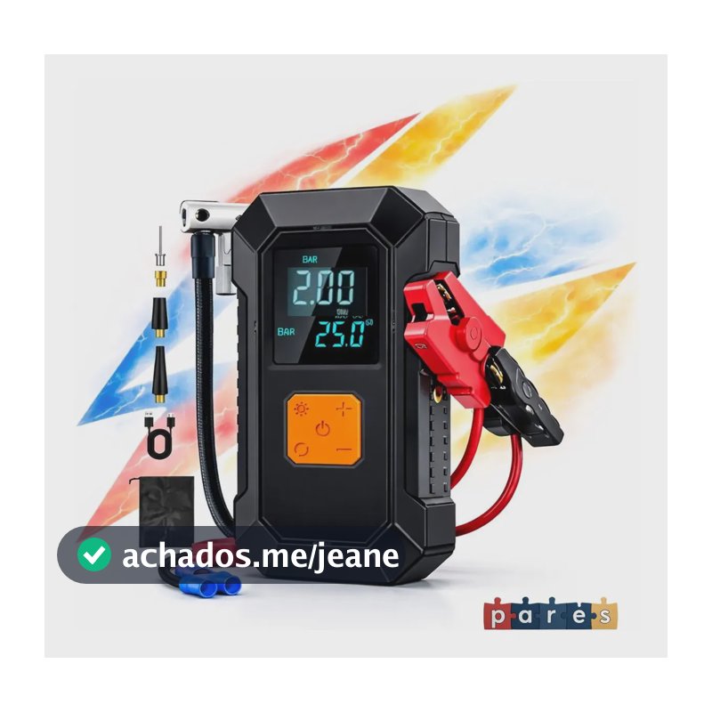 Auxiliar Partida Bateria Compressor Ar Inteligente Emergência Portátil Veicular Com Compressor De Ar, Pares Portátil Compressor Ar Veicular