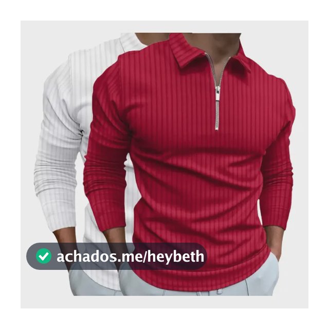 Kit 2 Camisas Polo Manga Longa Blusa Masculina Zíper