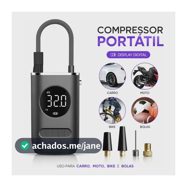 Calibrador De Ar Digital Para Pneu Portátil Compressor Usb Preto