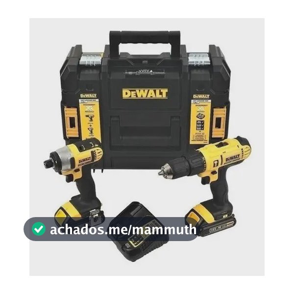 Kit Parafusadeira e Furadeira de Impacto 13mm, Parafusadeira de Impacto 6,35mm Dewalt, Modelo DCK222D2T-BR, Com Maleta de Ferramentas, 2 Baterias MAX 2Ah, 1 Carregador