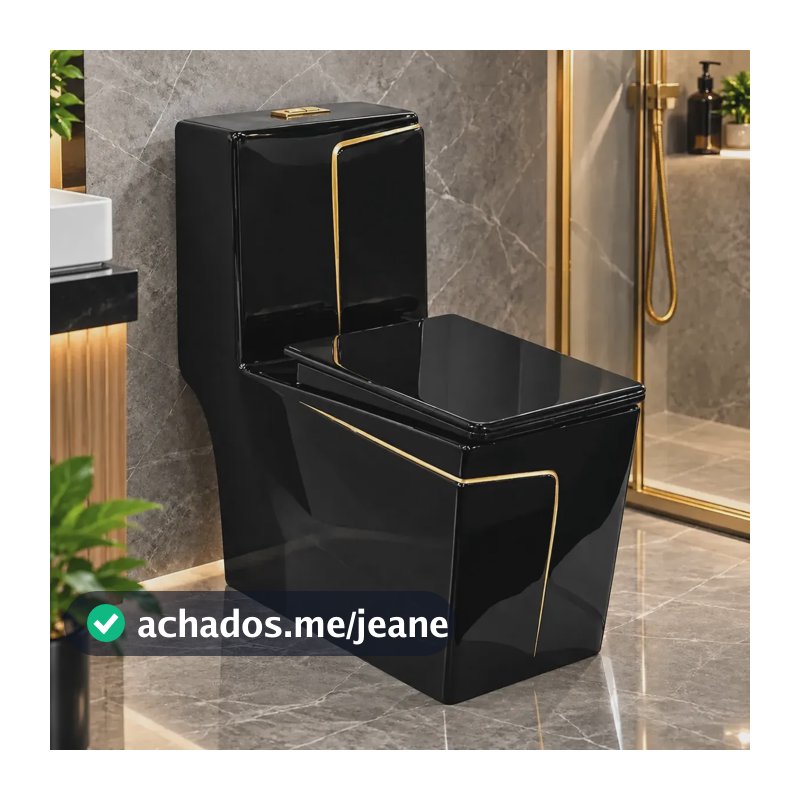 Vaso Sanitário Monobloco Acoplada Black Gold Las Vegas Black Gold Brlhante