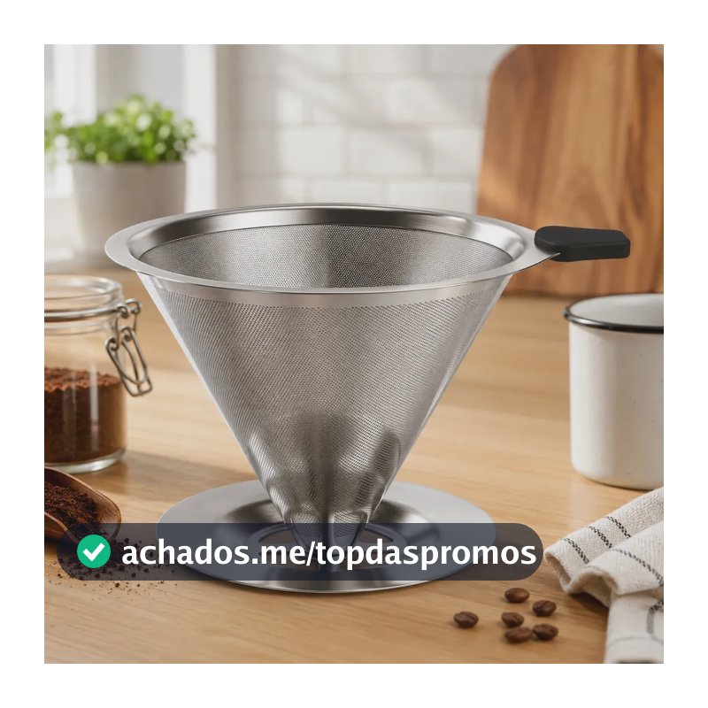 Coador De Café Inox 103 Com Filtro Permanente Reutilizável Aço Inox Premium Sem Papel Durável Fácil De Lavar Tragaluz