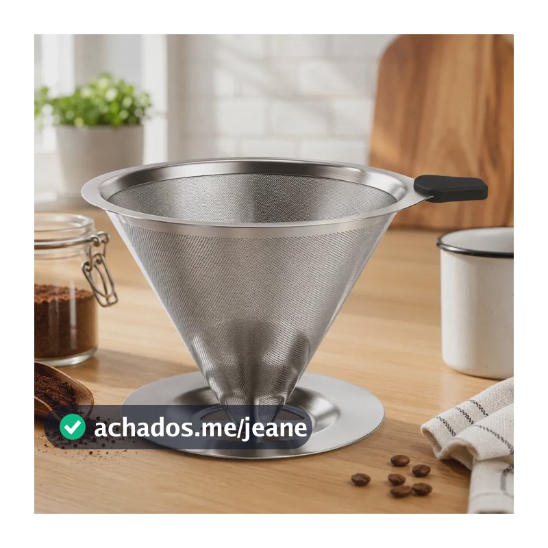 Coador De Café Inox 103 Com Filtro Permanente Reutilizável Aço Inox Premium Sem Papel Durável Fácil De Lavar Tragaluz