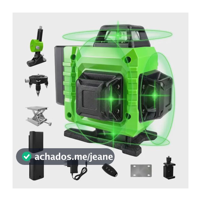 Nível Laser Verde 16 Linhas War Shark 360° Autonivelante + 2 Baterias
