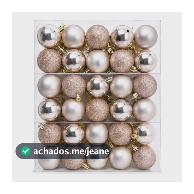 Kit 60 Bola Natal 5cm Lisas Foscas Glitter Árvore Decoração Champagne Gold
