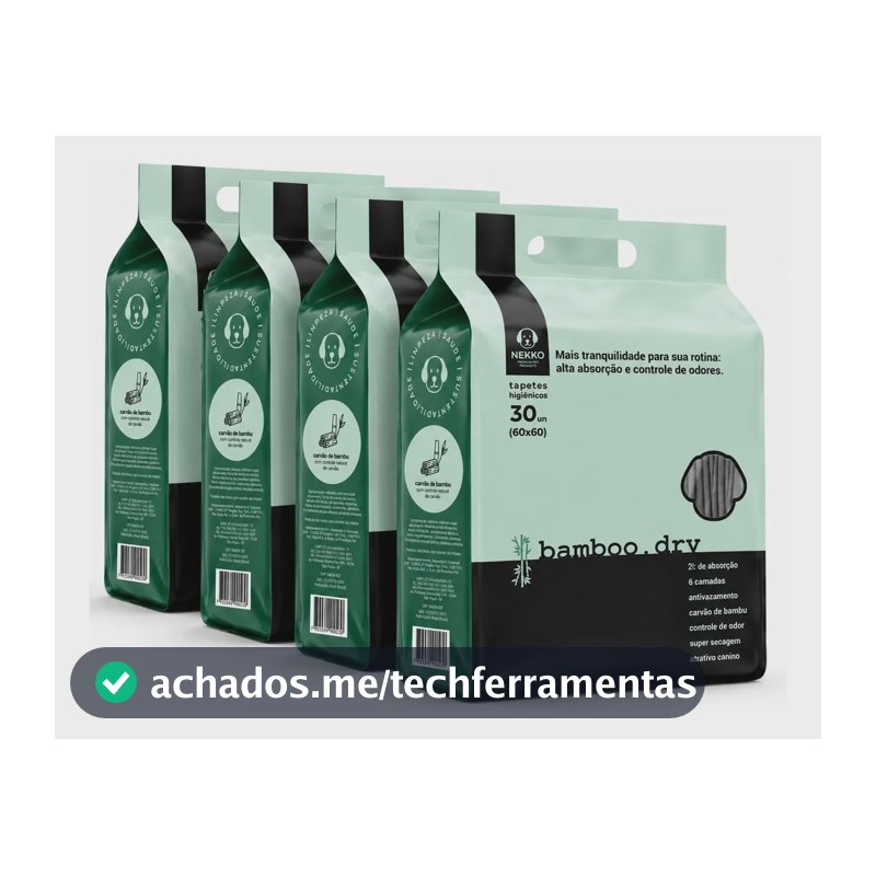 Tapete Higiênico Premium Cachorro 60x60 Bamboo.dry Nekko 4 Pacotes 120 Tapetes