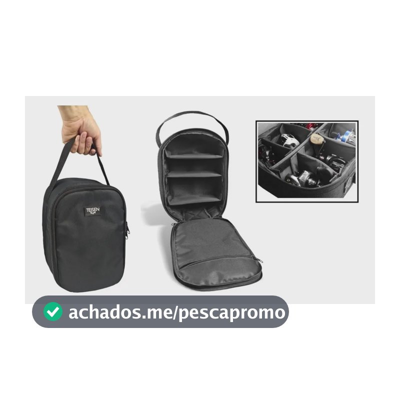 Bolsa Maleta Porta Carretilha Teisen com 4 Divisórias para Pesca Preta