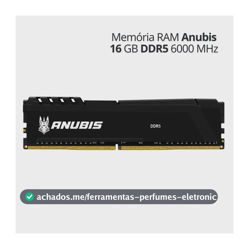 Memória RAM Desktop 16GB DDR5 6000MHz para PC, Módulo Interno com Dissipador de Calor - Linha Anubis UP Gamer