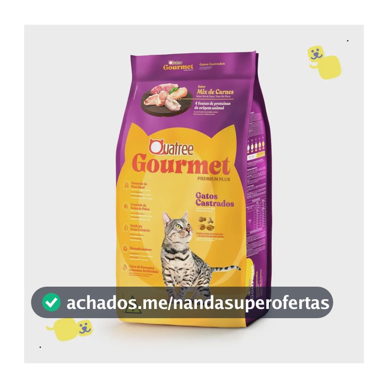 Ração Quatree Gourmet Gatos Castrados Mix de Carnes 10.1kg