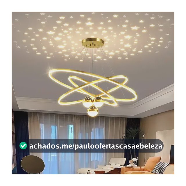 Pendente Luminárias Led Teto Modernas, Lustre Para Sala 60w 127/220v Dourado