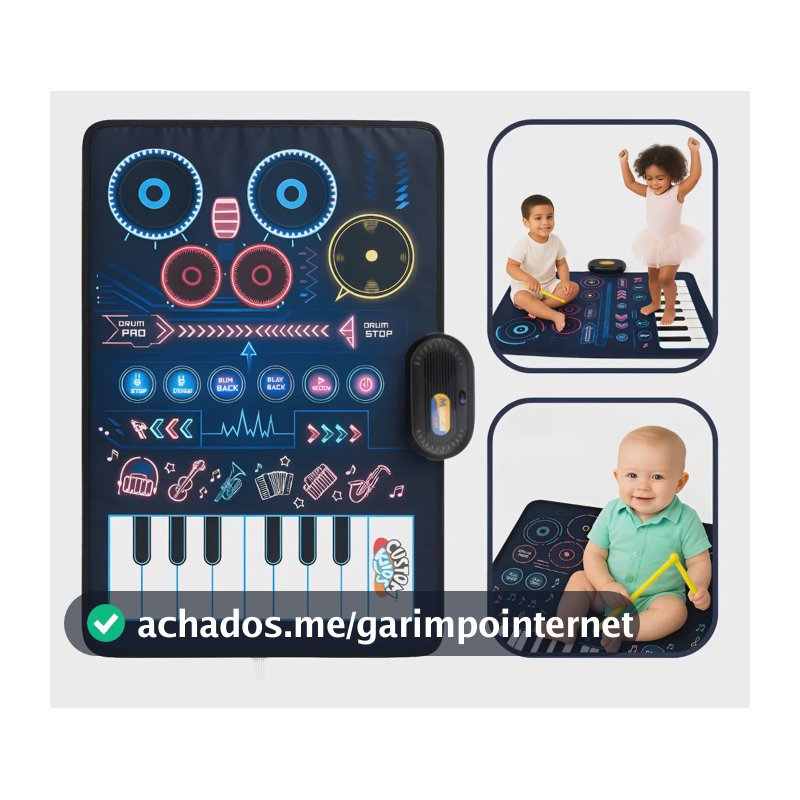 Tapete Interativo Brinquedo Musical Infantil Piano Bateria
