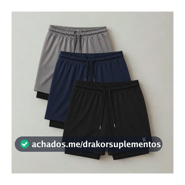 Kit 3 Shorts 2 Em 1 Masculino De Compressão Corrida Academia