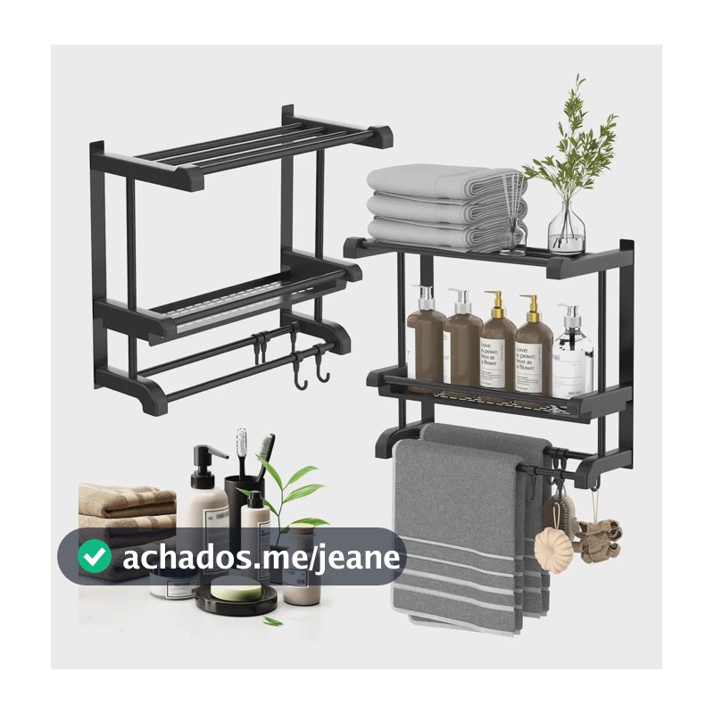 Porta Temperos De Cozinha Em Inox Com Ganchos 40cm - Preto Preto