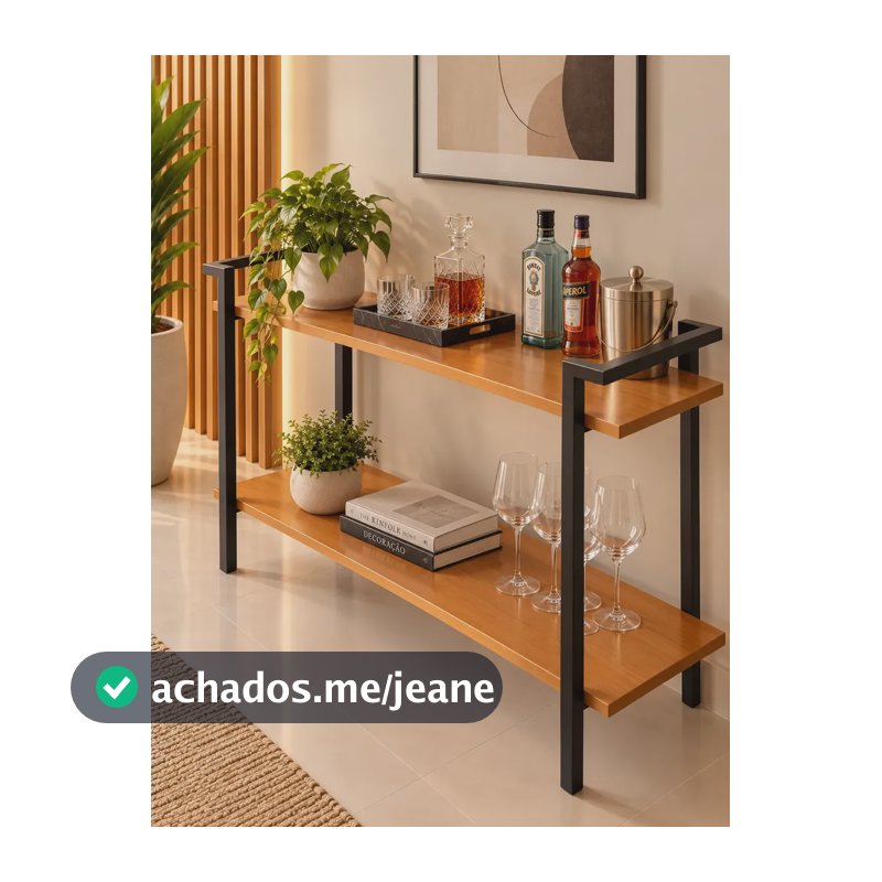 Aparador Aba  Com 2 Prateleiras Pés Reforçado Bar - Bebidas Frejó/preto
