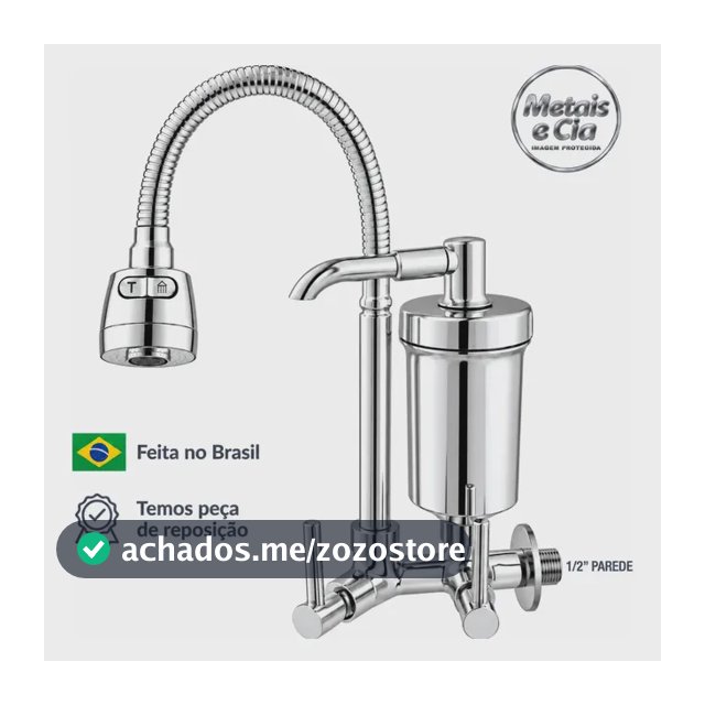 Torneira Com Filtro Com Purificador Agua Bica Flexível Gourmet para Cozinha Parede Bica com Filtro Chuveirinho 2 Modos de Jatos A Mais Vendida