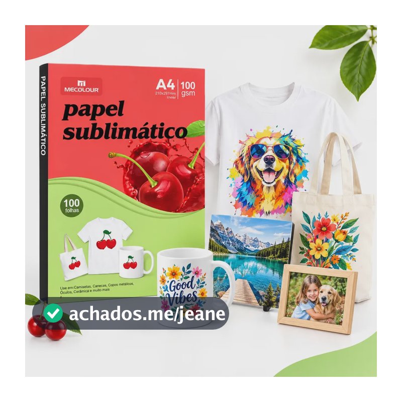 Mecolour Papel para Sublimação A4 100 Folhas com Impressão de Alta Definição Cor Branco