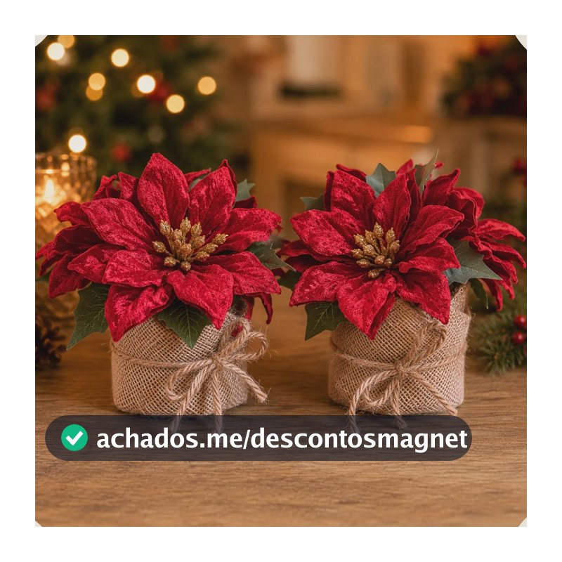 Kit 2 Arranjo De Mesa Natalino Juta Flor Espirito Santo Vermelho Fechado