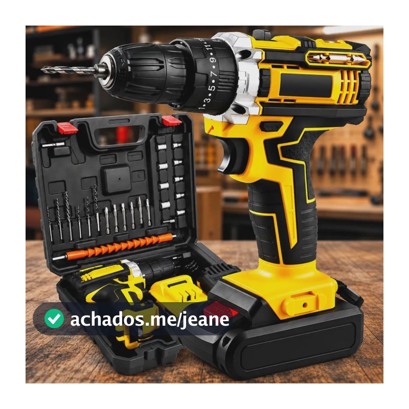 Parafusadeira 48v De Impacto Uso Sem Fio Luz de Led Com 2 Baterias Recarregável Bivolt Kit Completo De Chaves Maleta Profissional Furadeira Brushless Carregador - Marca Macater
