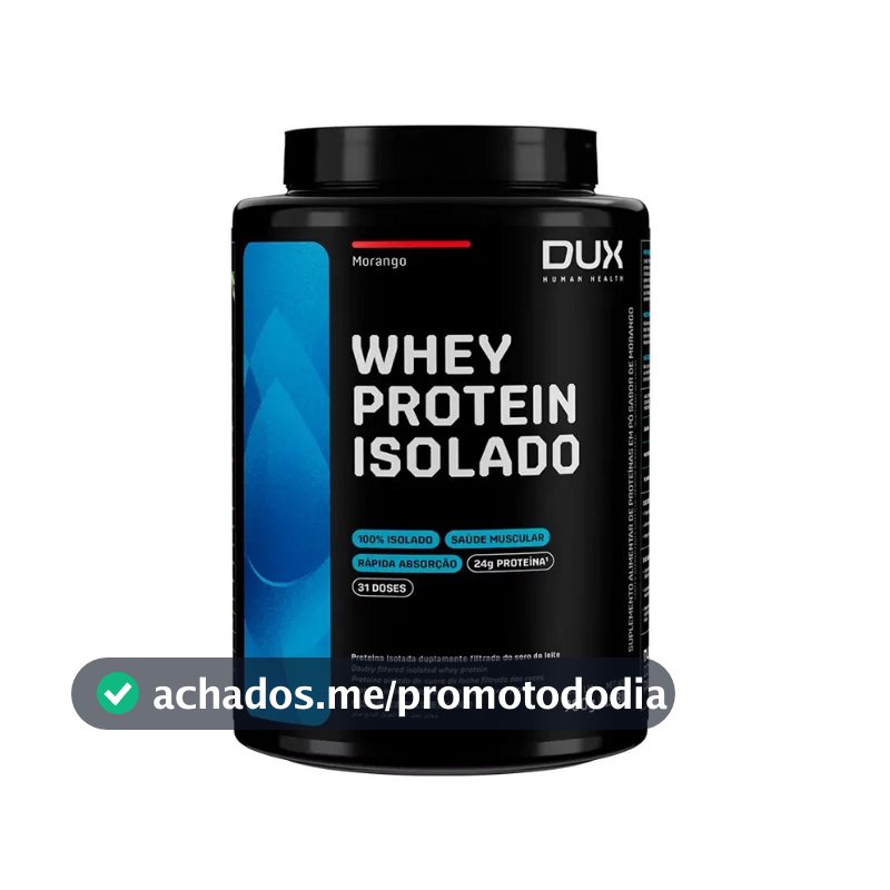 Whey Protein Isolado Dux Nutrition - Pote 900g Sabor Morango