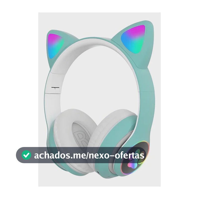 Fone De Ouvido Bluetooth Led Orelha Gato Iuz Headphone Cor Verde-claro